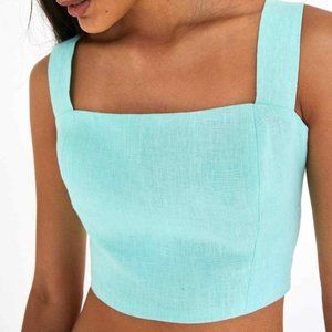 FARM Rio Linen Wide Strap Crop Top
